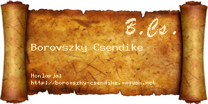 Borovszky Csendike névjegykártya